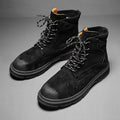 Men's vintage Martin boots with microfiber leather upper and low heel in black, grey or sand colour options