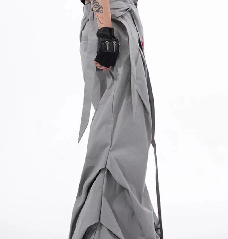 Boys Korean style wide-leg summer trousers in black solid colour