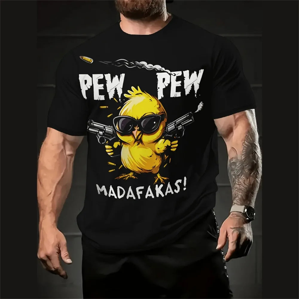 Men's loose-fitting short sleeve shirt with a colourful cartoon 3D print design.