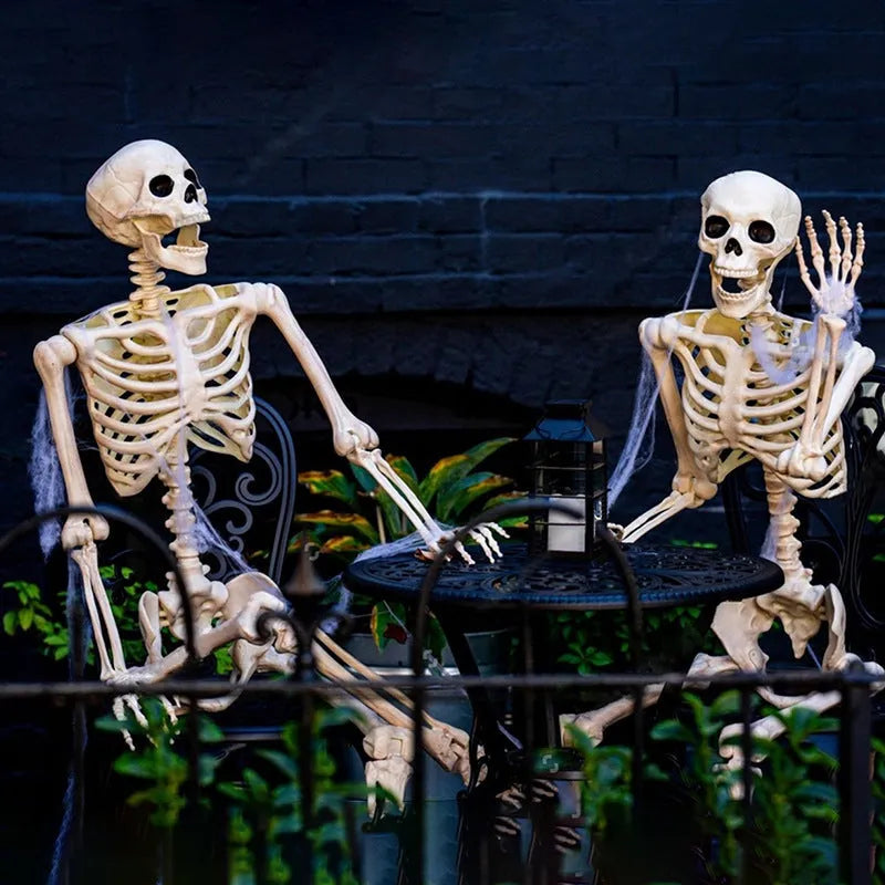 90cm tall plastic Halloween skeleton model with movable joints for outdoor decoration