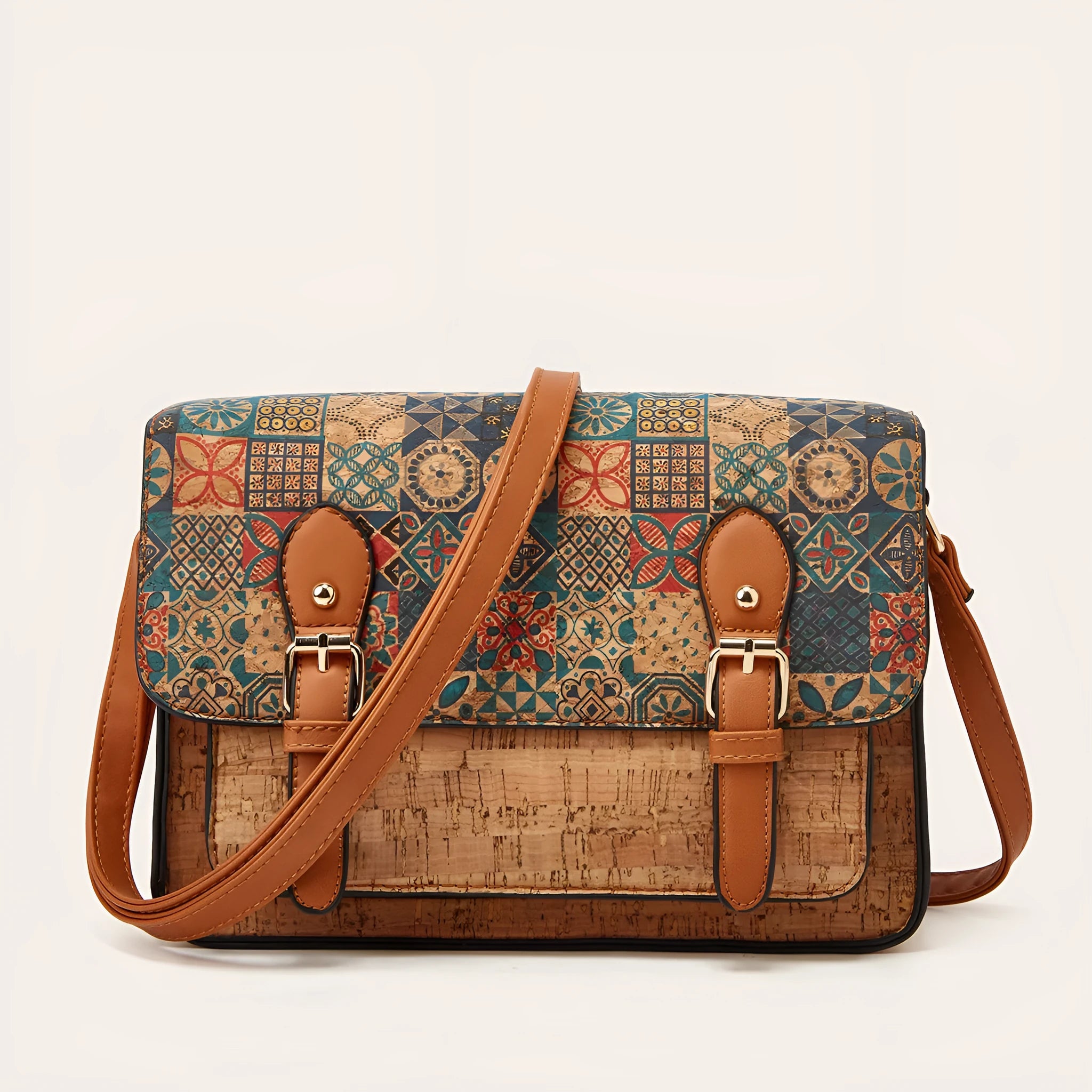 Women's printed PU crossbody bag with one-shoulder design and large capacity