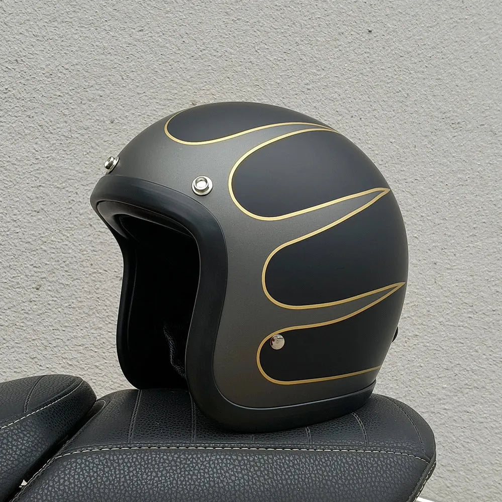 FRP retro half motorcycle helmet shown in cement grey colour for electric motorcycle commuting