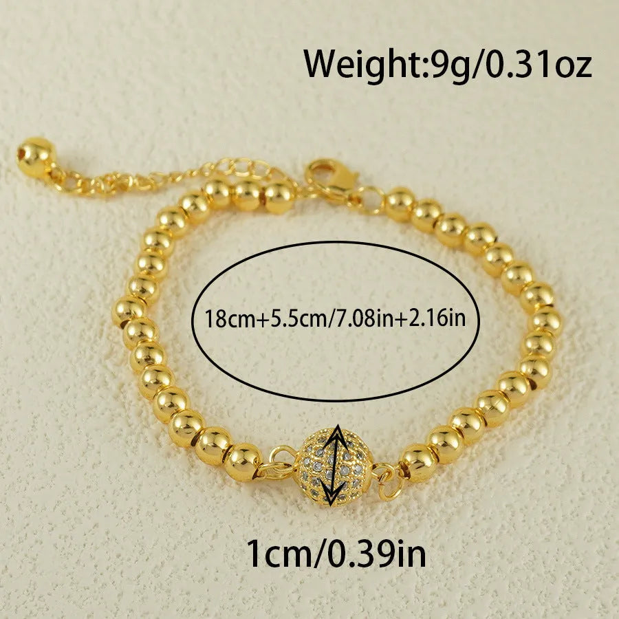 Copper bracelet with zircon beads and heart clasp in Arabic style design