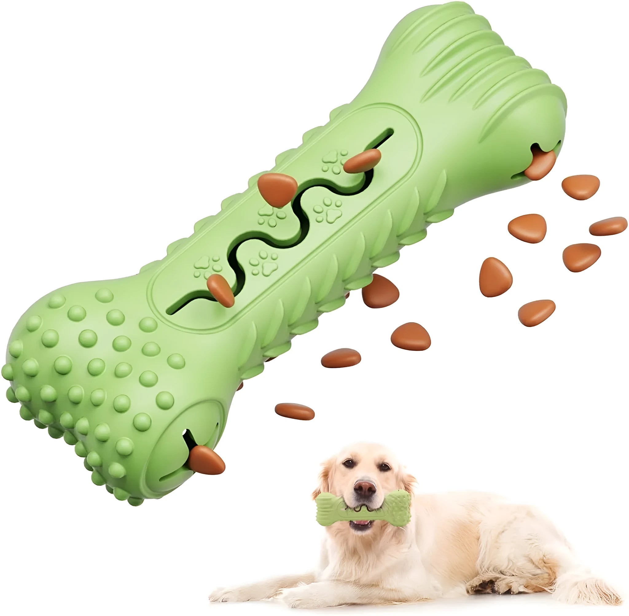 Natural rubber bone-shaped dog chew toy for aggressive chewers in blue colour