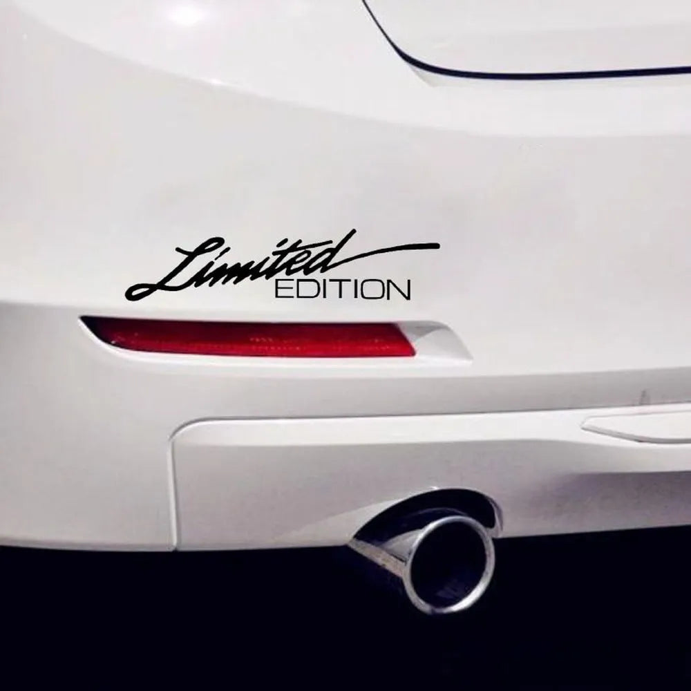Reflective English text bumper sticker in black, measuring 16cm long by 3.8cm wide.