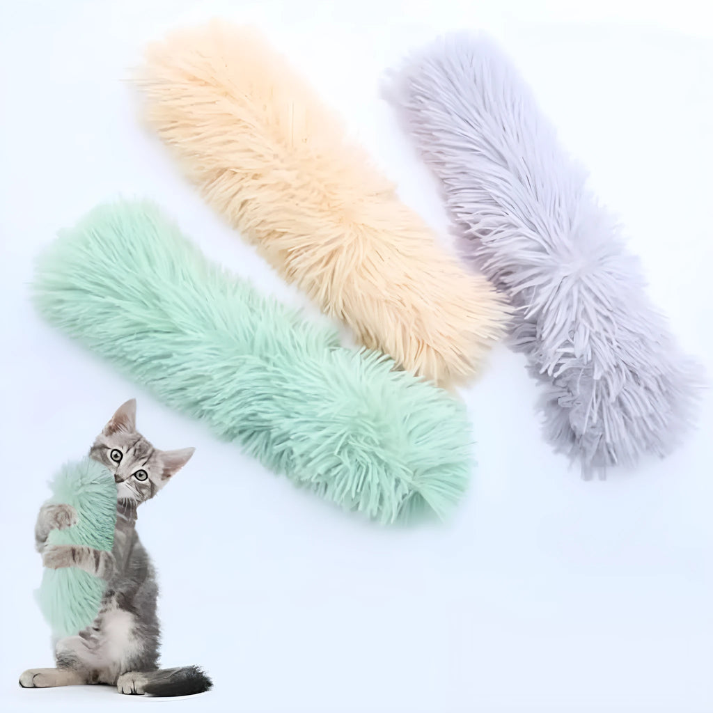 Soft plush interactive cat toy pillow with crinkle sound and natural catnip filling in assorted colours