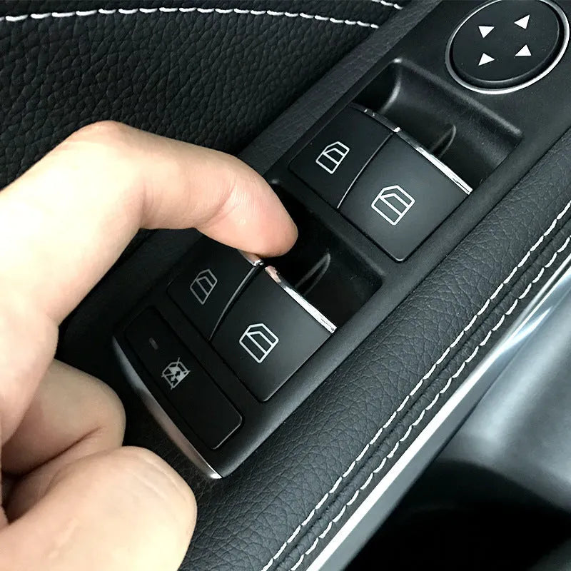 Black glitter window lift button decorative sticker for car interior modification
