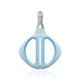 Blue pet nail clipper with positioning hole guide and non-slip handle