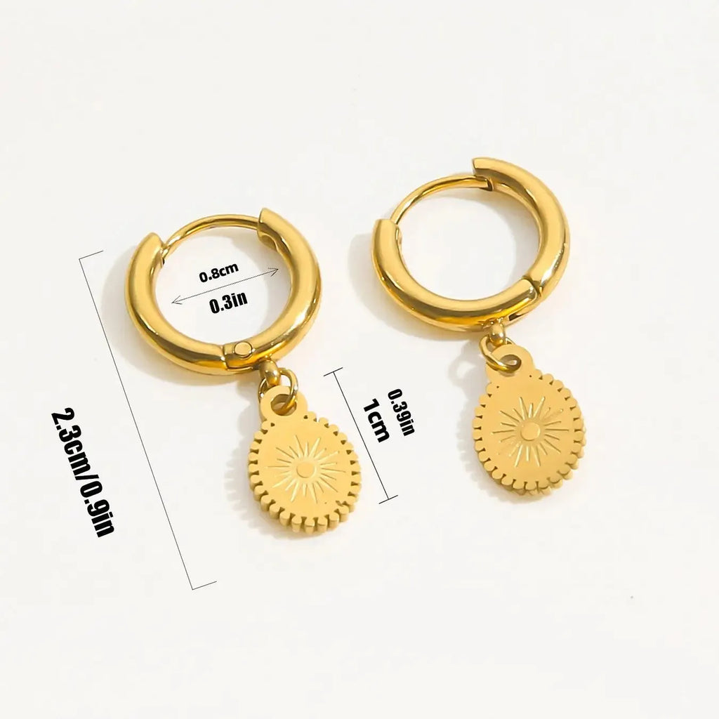 Geometric ellipse stainless steel ear button earrings for women, style XY-EH005.