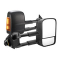 Black electric exterior rear view mirror for Nissan NP300 D23 with integrated indicator light.