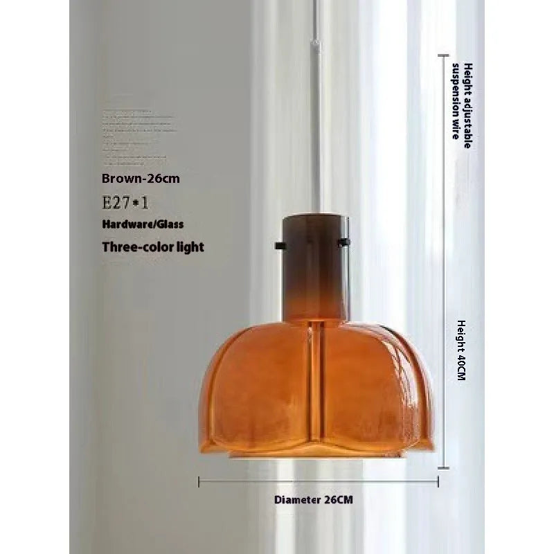 Medieval retro glass bud chandelier pendant light with six colour options for dining room or bedroom.