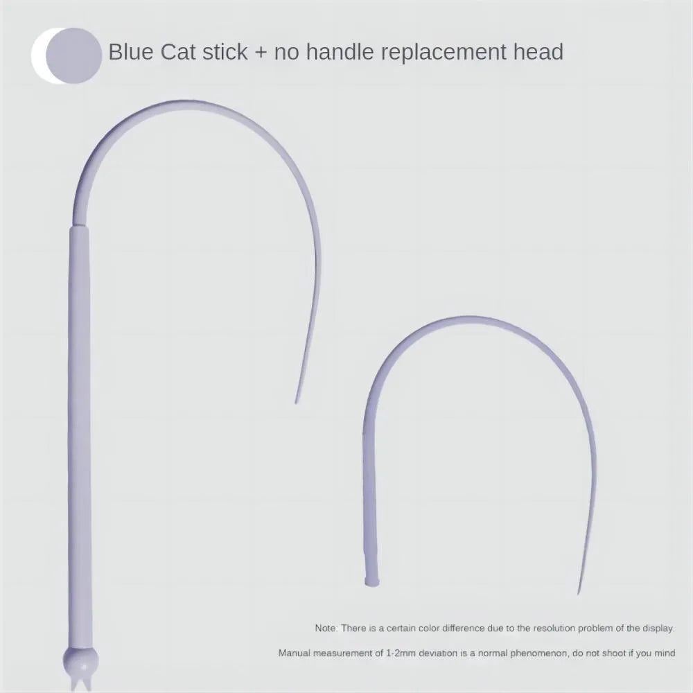 Simulated mouse tail cat toy with silicone tail and cat head handle design