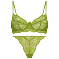 Women's black French bra and bikini set with fixed double-shoulder straps