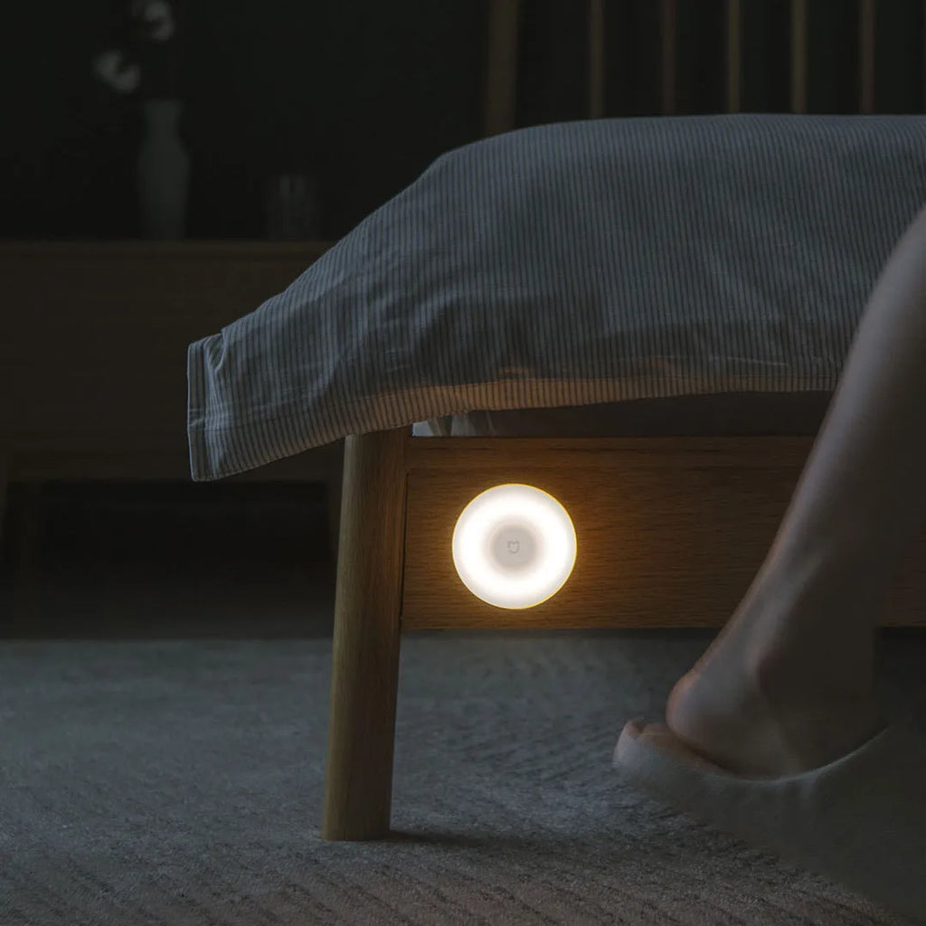 White PC shade bedside table lamp with human body induction sensor and compact 94mm dimensions