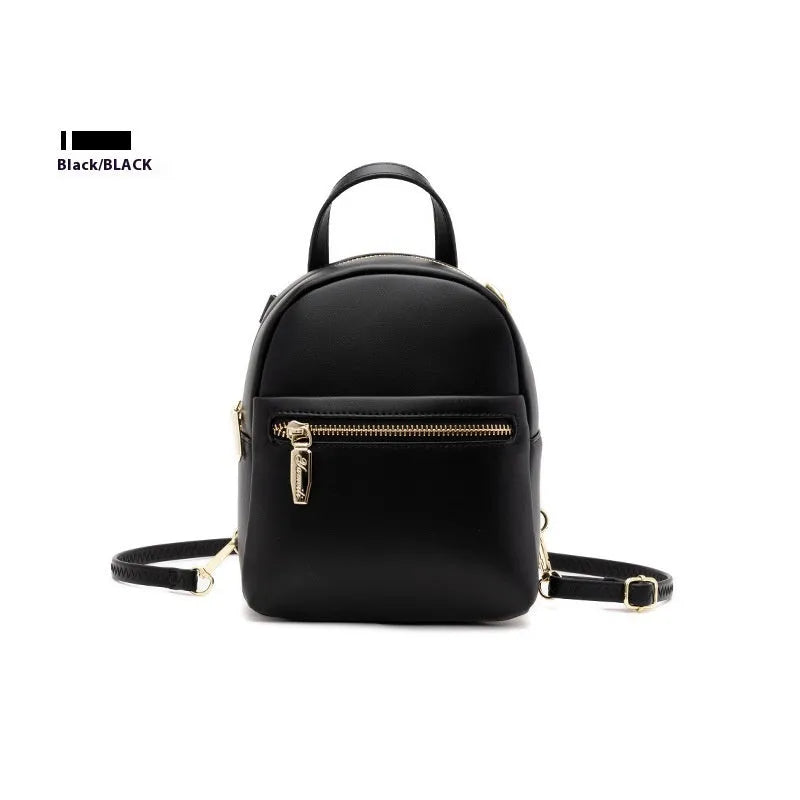 Soft PU mini backpack in street style with three-dimensional pocket and contrast trim