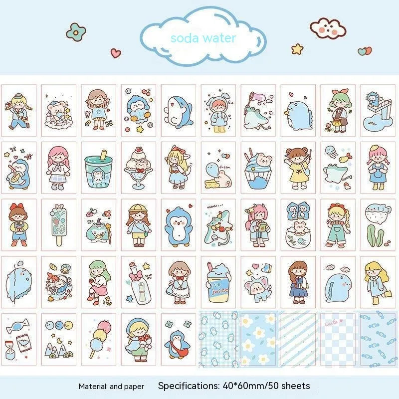 Japanese cartoon character stickers with heart and lollipop motifs measuring 40mm by 60mm