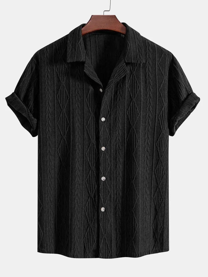 Men's loose fit short sleeve cardigan in solid colour for summer beachwear