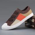 Men's low-top canvas sneakers with elastic band closure and round toe in a beige colour option