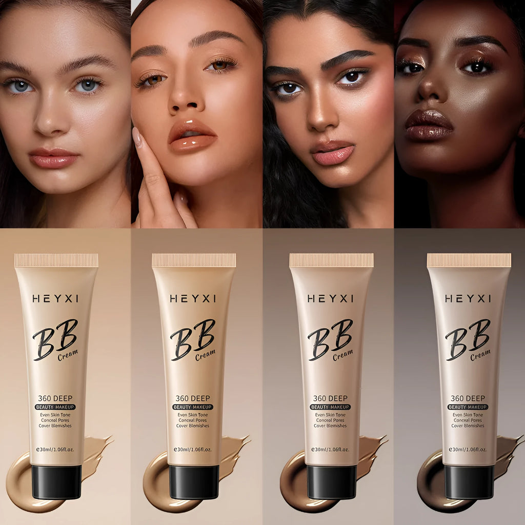BB Cream makeup bottle in one of four shade colours: 01, 02, 03, or 04.