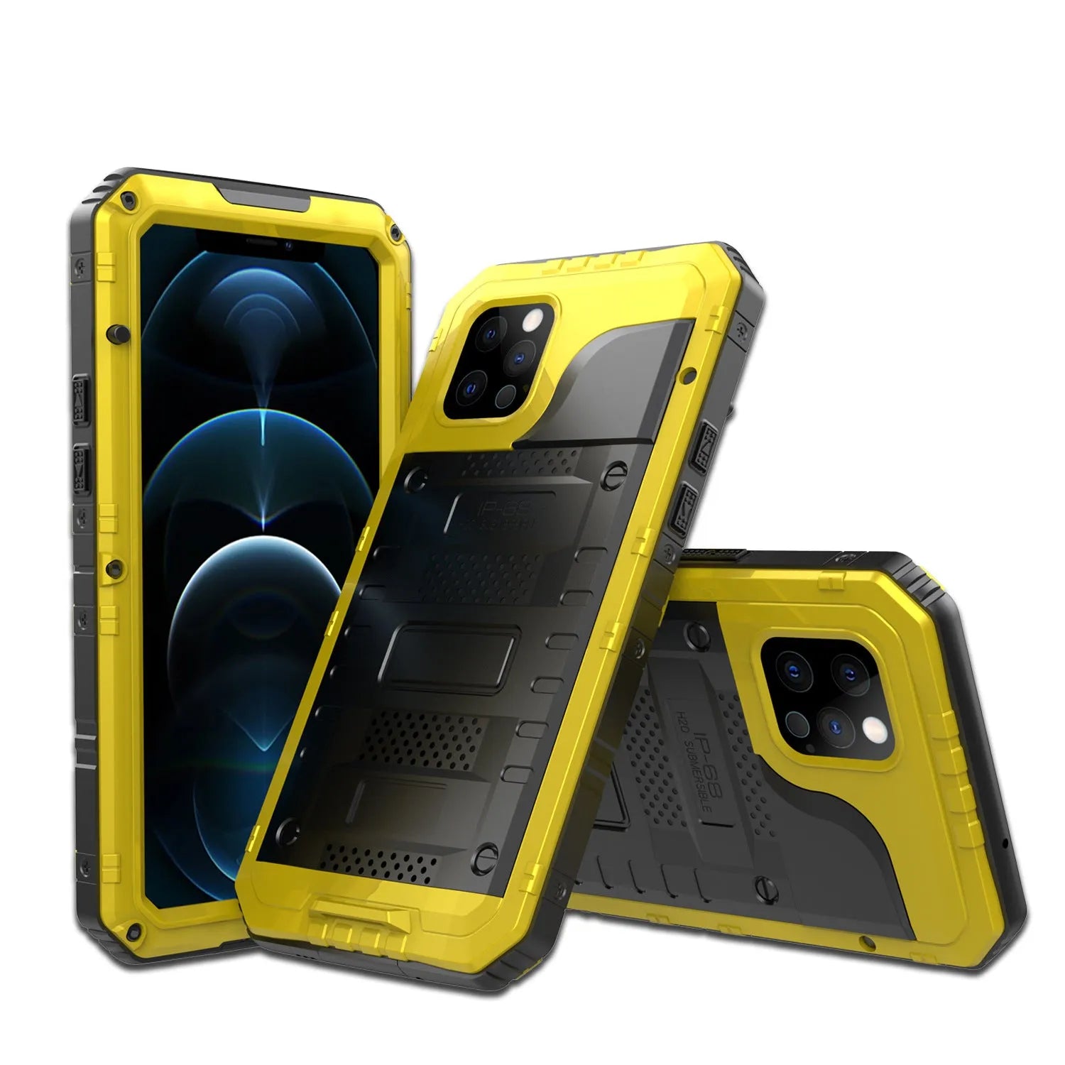 Waterproof metal diving phone case for iPhone 14 Pro Max in black