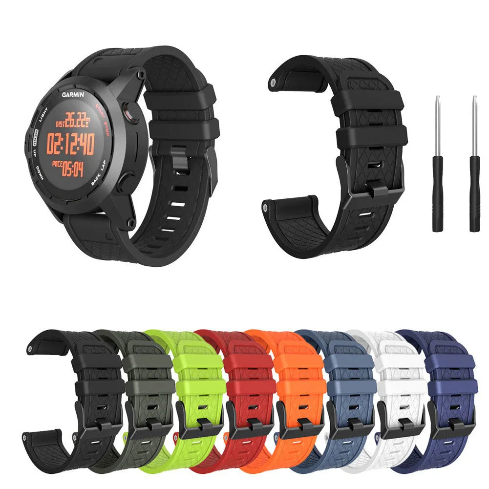 Black silicone sports watch strap with stainless steel button closure for Jiaming watches