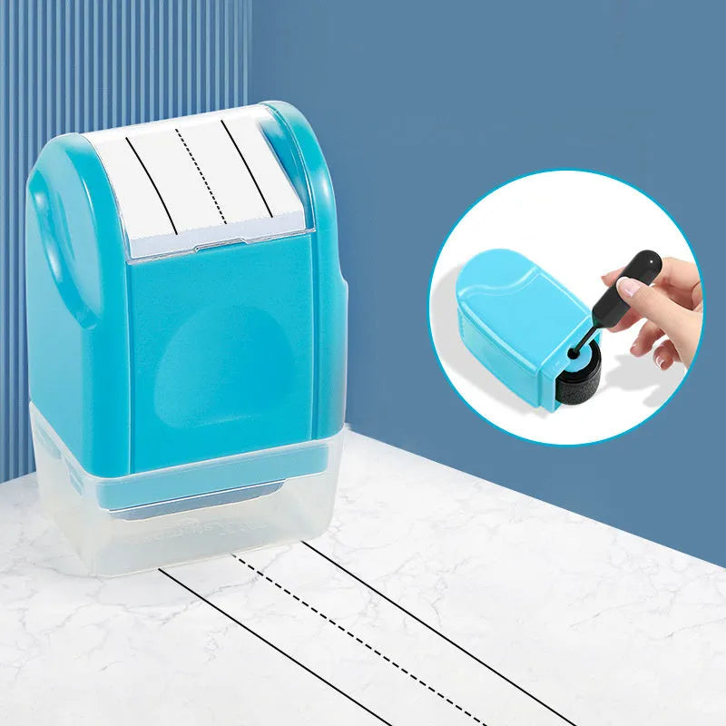 Rectangular plastic roller stamp for English line patterns in seven colours for teaching