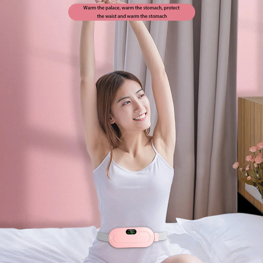Menstrual heating pad smart warm belt with control screen in pink colour option