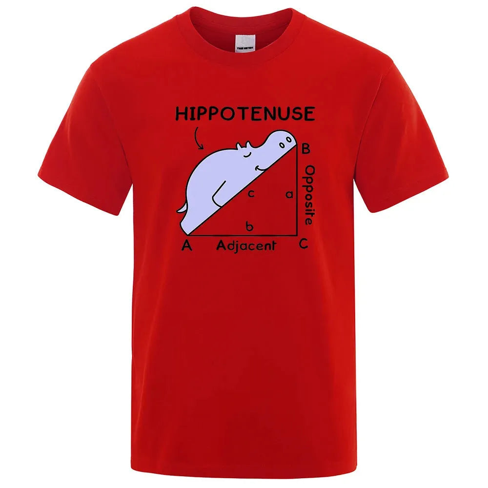 Humorous Hippotenuse Opposite Adjacent printed loose-fit cotton t-shirt in Army Green.