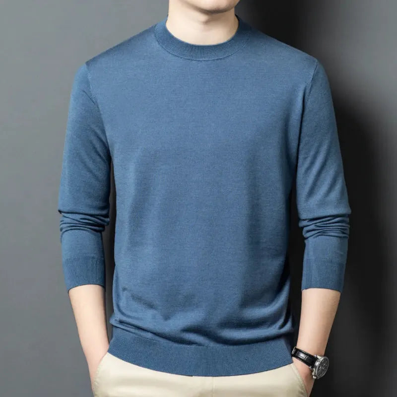 Men's round neck wool blend sweater in multiple colours with long sleeves for winter wear
