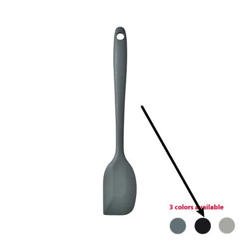Black silicone 12-piece kitchen utensil set with rotating storage bucket including ladle, spatula, and food clip.
