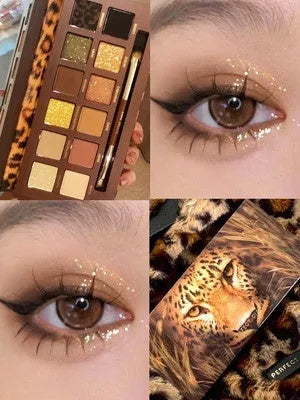 Twelve-colour animal themed eye shadow palette with pressed powder formula