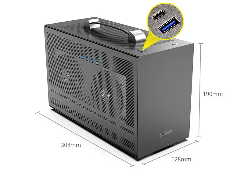 Hummingbird PRO mini-ITX desktop computer chassis in titanium grey and white colour options
