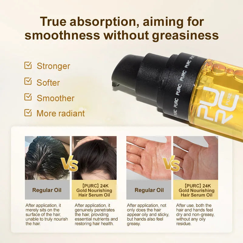 50ml yellow bottle of hair repair essential oil for curly and damaged hair.