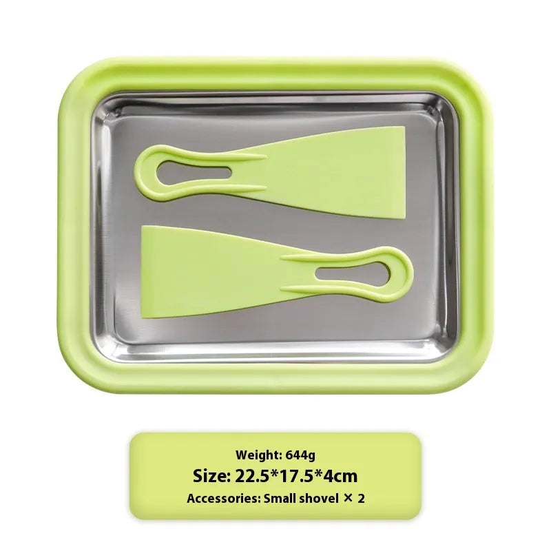 Children's DIY fried yogurt machine in green, pink, white, or rose red, showing compact size.