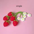 Handmade wool crochet strawberry pendant necklace in red or pink with 35cm length