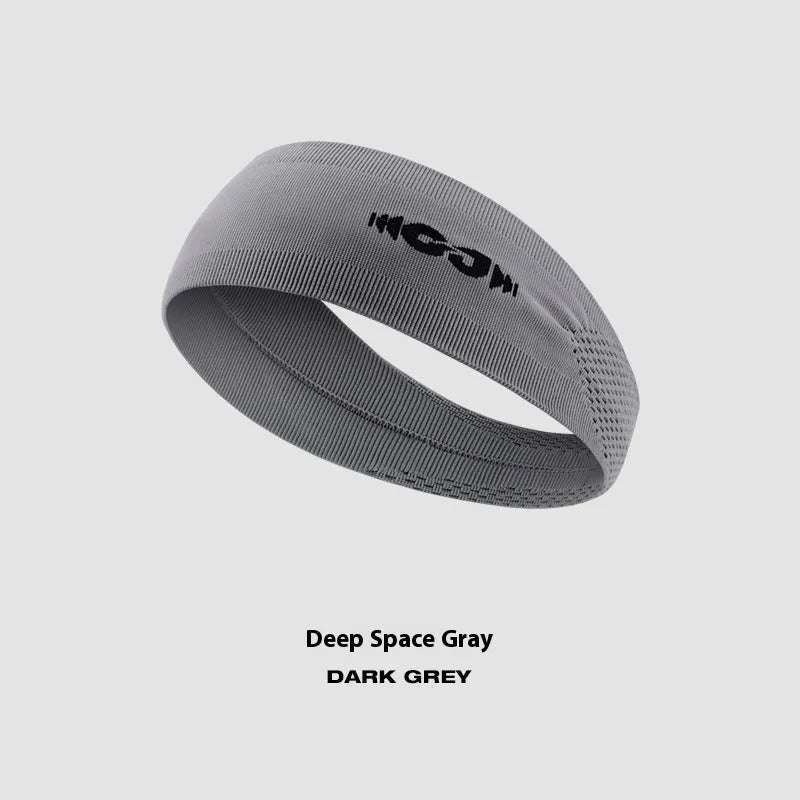 Classic black seamless knitted sports hair band for men and women on a white background.