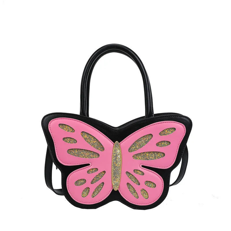Square crossbody bag in white, pink, blue, or black with contrast colour detailing