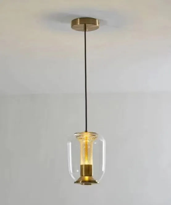 Minimalist geometric Nordic style chandelier ceiling light in clear, cognac and smoky grey colour options.