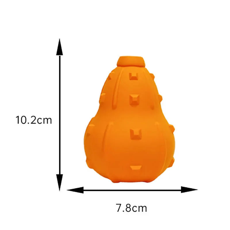 Natural rubber stuffable dog chew toy with longer strap for interactive fetch and treat dispensing