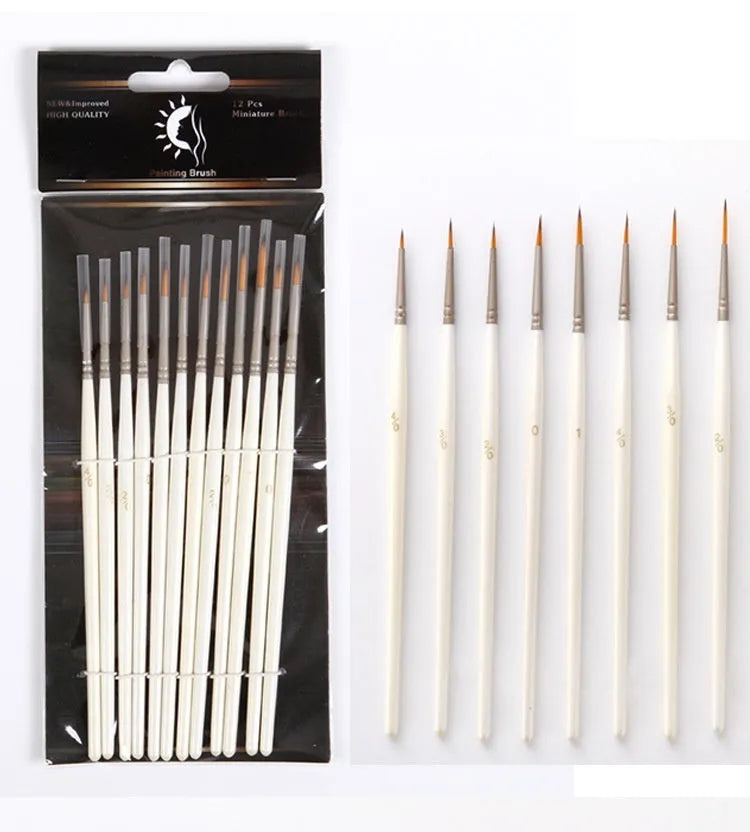 Set of 12 Pearl White nylon wool Fluoresent art markers with wood pen holder for watercolour and acrylic painting