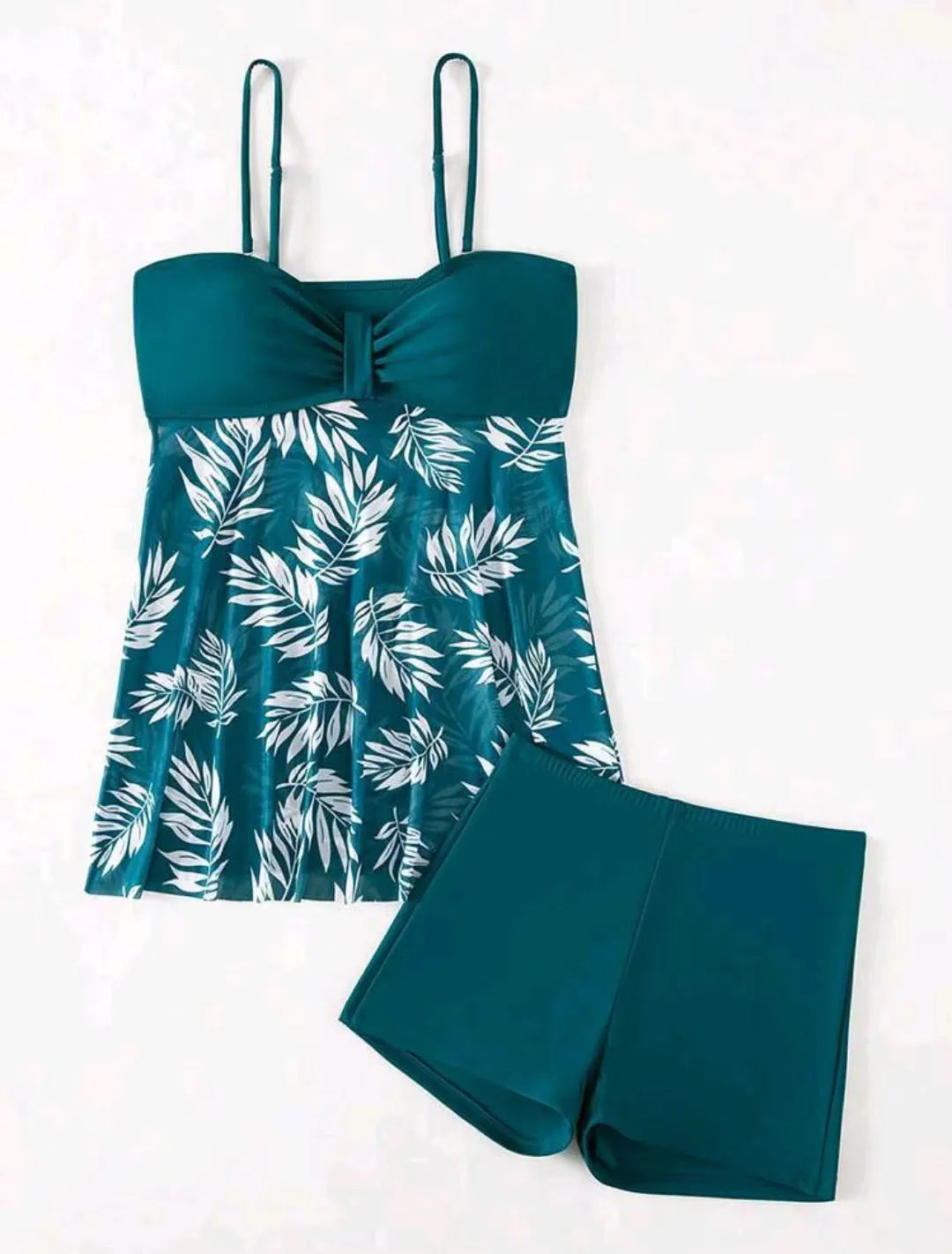 Women's high-waist mesh swimsuit briefs in black, blue, and peacock green on a white background.