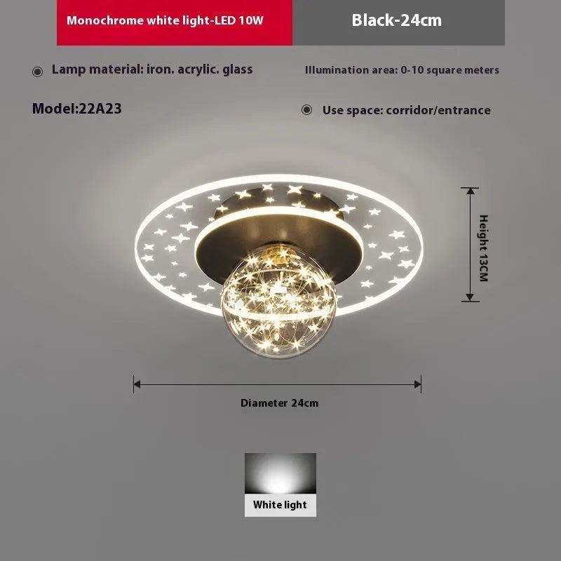 Modern corridor ceiling lamp in black finish with LED light source