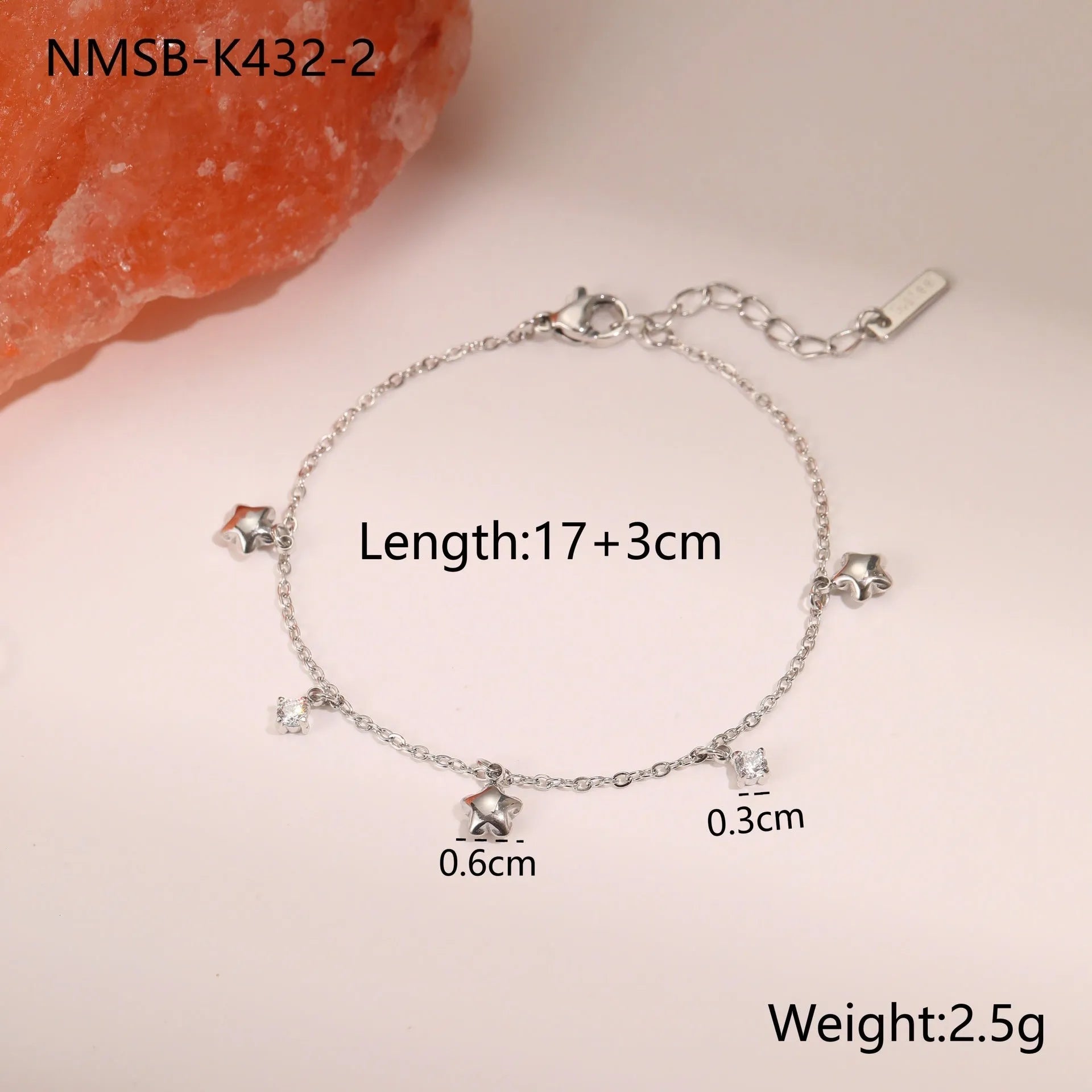 Ins Titanium Steel women's bracelet with 18K gold plating and geometric star zircon pendant