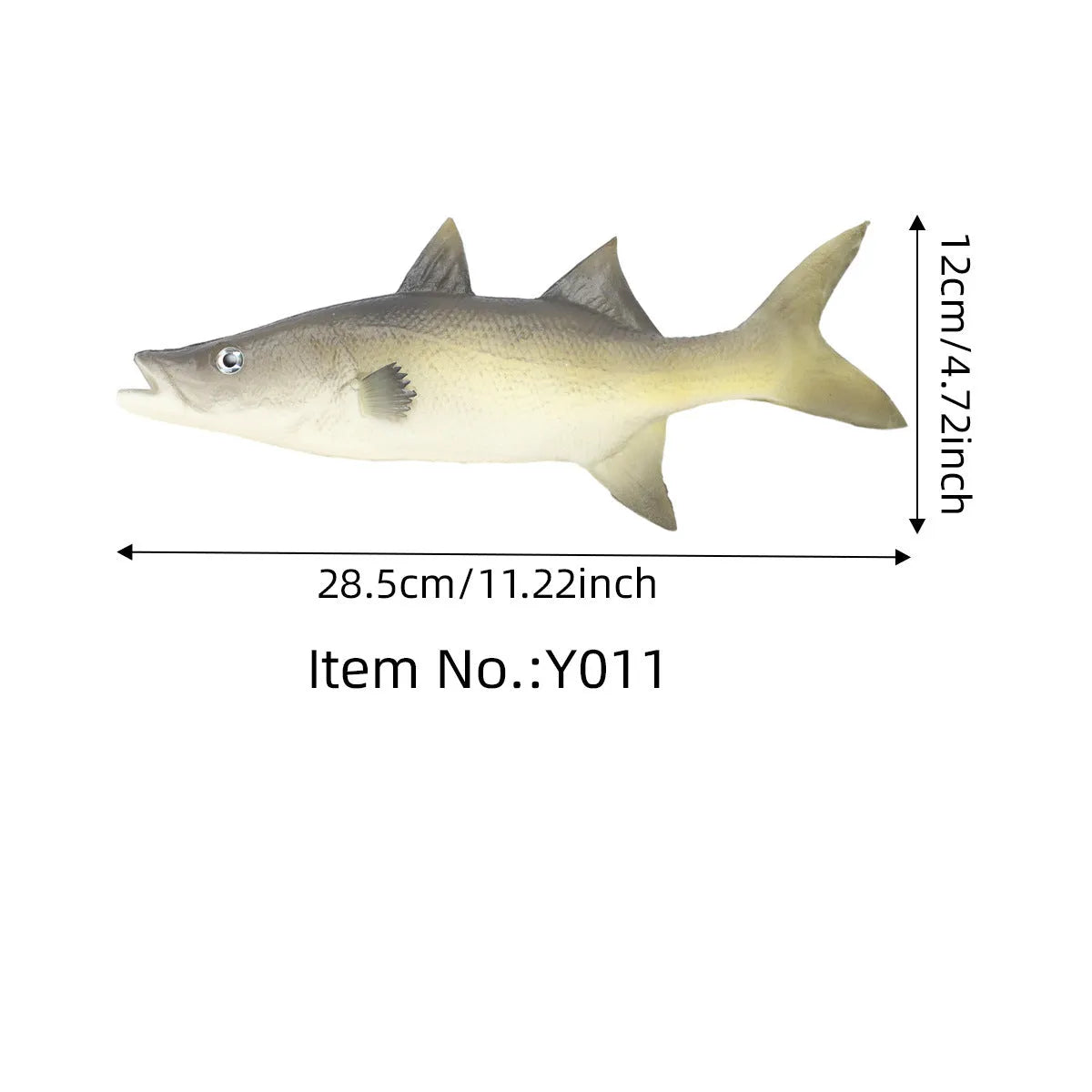 Three PU simulated fish ornaments including yellow-fin tuna and small tuna marine models
