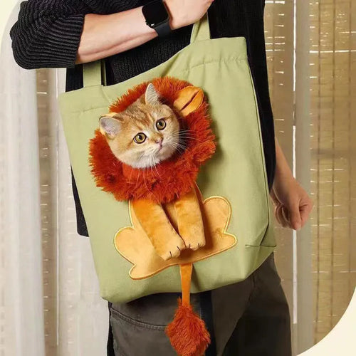 Soft canvas pet shoulder bag with cartoon pattern for small dog or cat carrier.