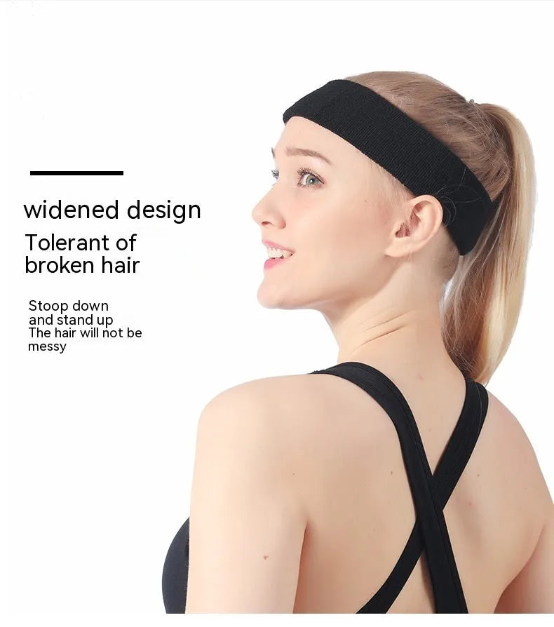 Solid color elastic sports sweat band made of polyester and spandex for running and gym