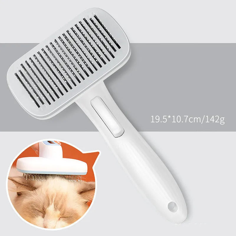 Automatic pet grooming comb with hair removal needles in blue, grey, green or pink