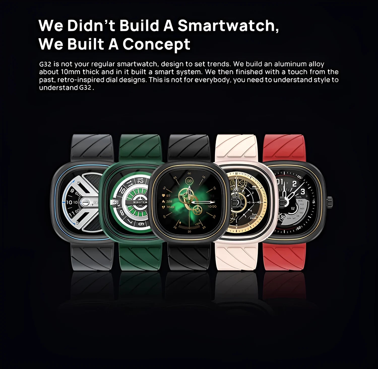 Smart sports bracelet watch with colour touch screen on a silicone wristband, shown in black, green, and pink.
