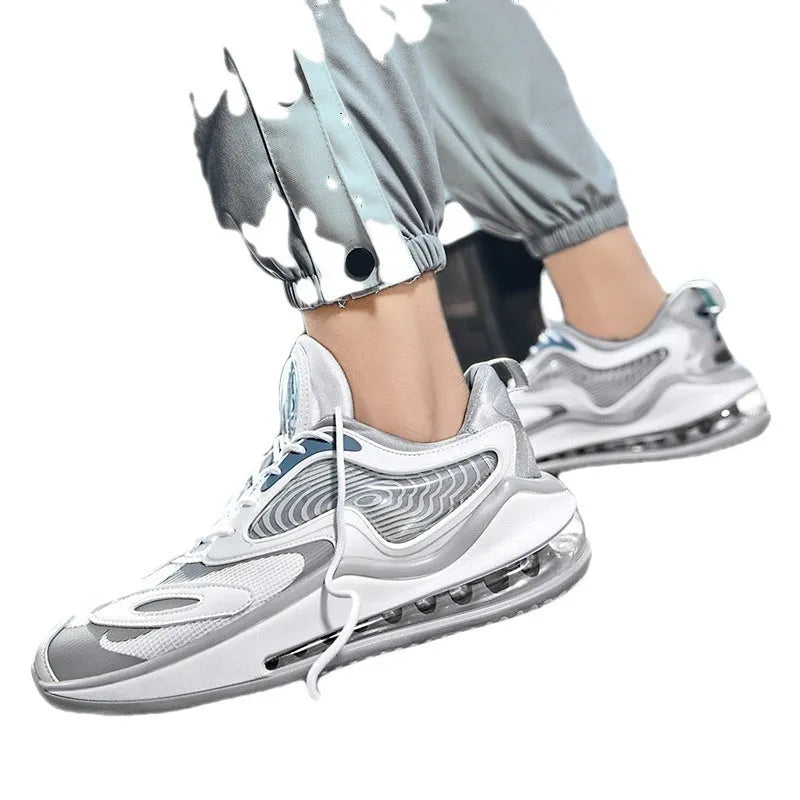 Men's height-increasing casual shoes with air cushion sole in Space Black and Space White colours.