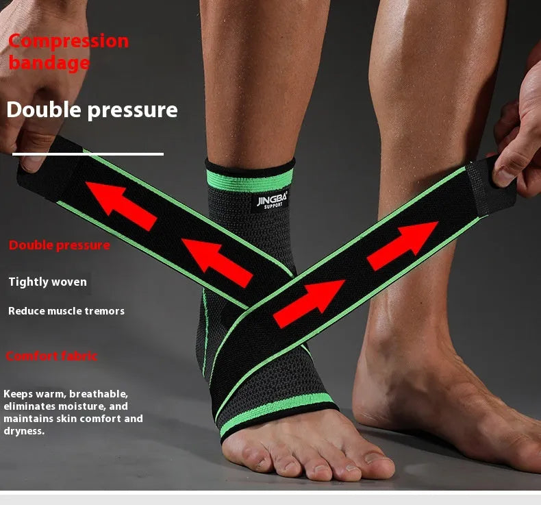 Sports ankle support in black, green, or orange colours for basketball, running, and mountaineering activities